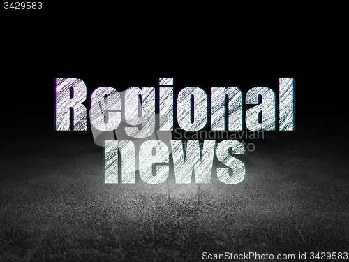 Image of News concept: Regional News in grunge dark room