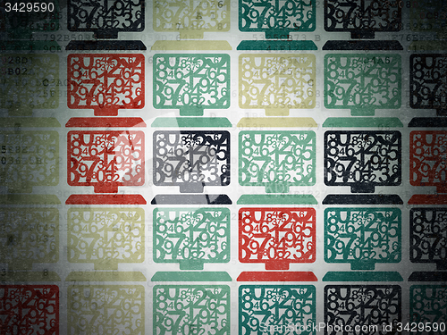 Image of Learning concept: Computer Pc icons on Digital Paper background