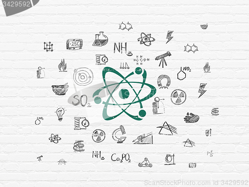 Image of Science concept: Molecule on wall background