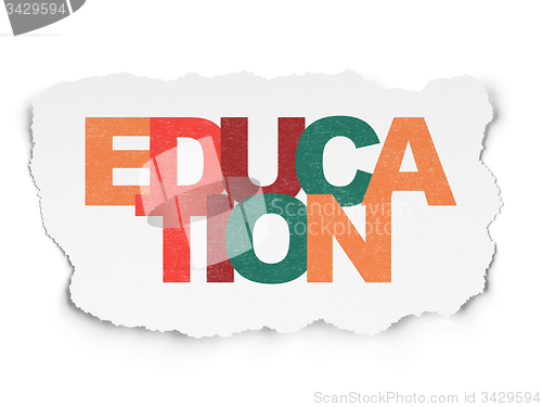 Image of Education concept: Education on Torn Paper background