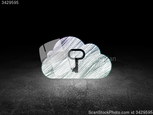 Image of Cloud computing concept: Cloud With Key in grunge dark room