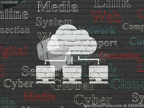 Image of Cloud technology concept: Cloud Network on wall background