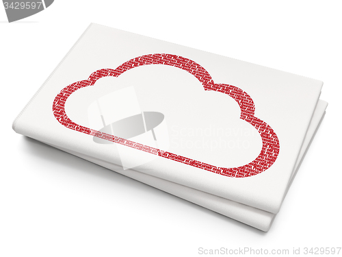 Image of Cloud networking concept: Cloud on Blank Newspaper background