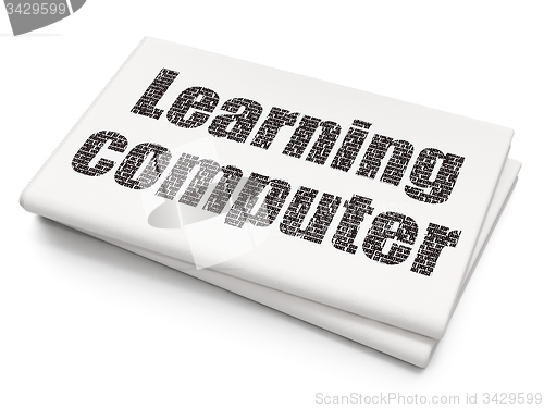Image of Studying concept: Learning Computer on Blank Newspaper background