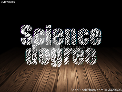Image of Science concept: Science Degree in grunge dark room