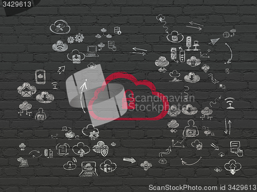 Image of Cloud technology concept: Cloud With Padlock on wall background
