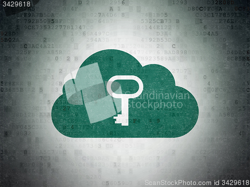 Image of Cloud technology concept: Cloud With Key on Digital Paper background