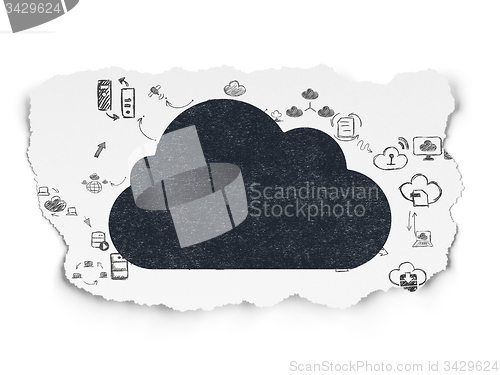 Image of Cloud technology concept: Cloud on Torn Paper background