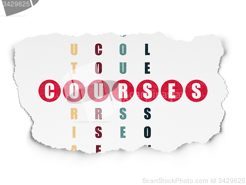 Image of Education concept: word Courses in solving Crossword Puzzle