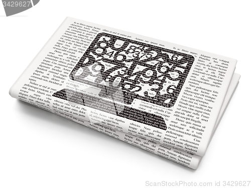 Image of Learning concept: Computer Pc on Newspaper background