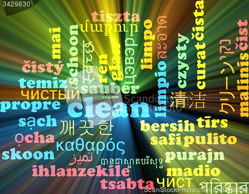 Image of Clean multilanguage wordcloud background concept glowing