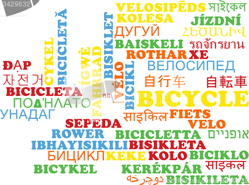 Image of Bicycle multilanguage wordcloud background concept