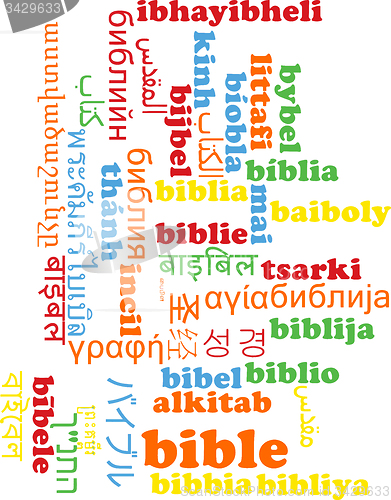 Image of Bible multilanguage wordcloud background concept