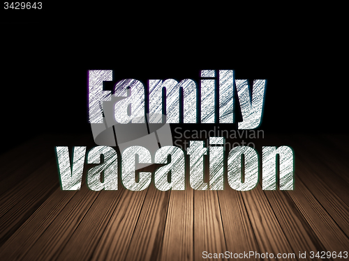 Image of Travel concept: Family Vacation in grunge dark room