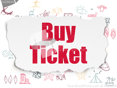 Image of Travel concept: Buy Ticket on Torn Paper background