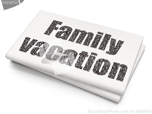 Image of Vacation concept: Family Vacation on Blank Newspaper background