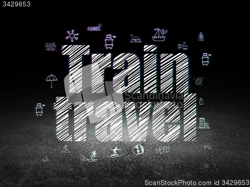 Image of Vacation concept: Train Travel in grunge dark room