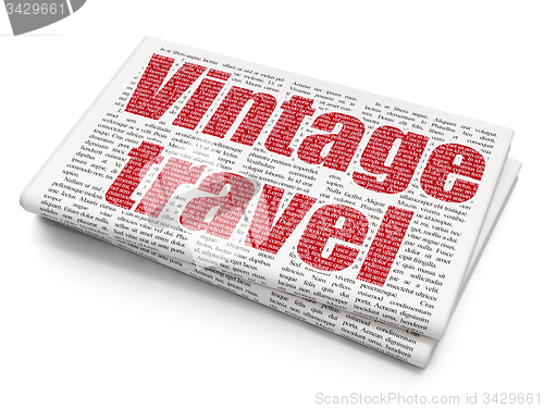 Image of Vacation concept: Vintage Travel on Newspaper background