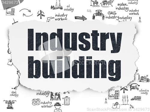 Image of Industry concept: Industry Building on Torn Paper background