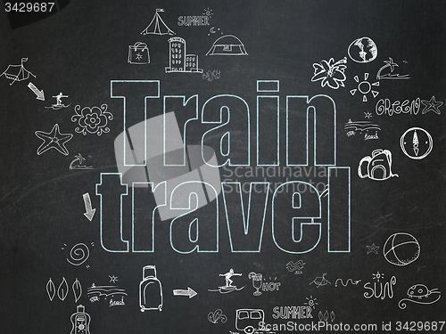 Image of Vacation concept: Train Travel on School Board background