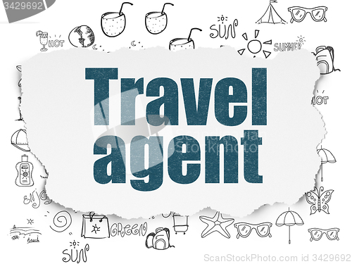 Image of Tourism concept: Travel Agent on Torn Paper background