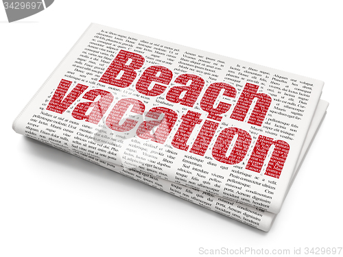 Image of Travel concept: Beach Vacation on Newspaper background