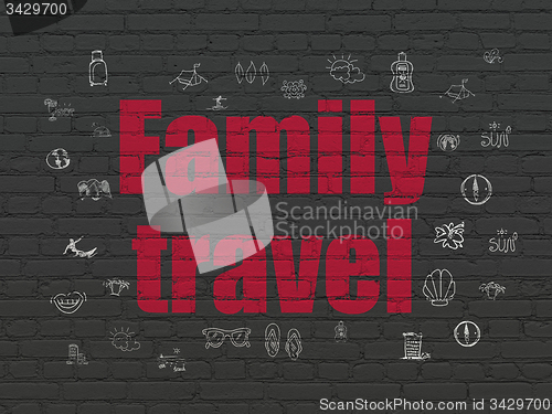 Image of Vacation concept: Family Travel on wall background