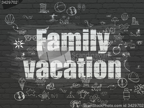 Image of Vacation concept: Family Vacation on wall background