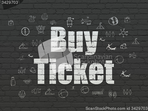 Image of Travel concept: Buy Ticket on wall background