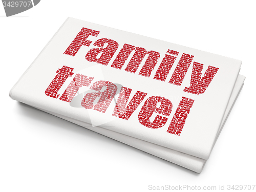 Image of Tourism concept: Family Travel on Blank Newspaper background
