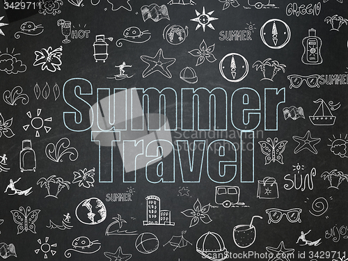 Image of Tourism concept: Summer Travel on School Board background