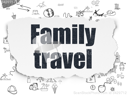 Image of Travel concept: Family Travel on Torn Paper background