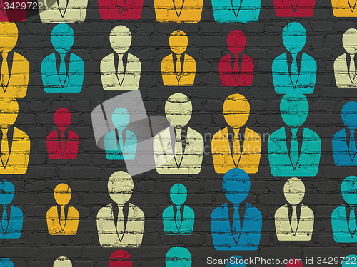 Image of Law concept: Business Man icons on wall background