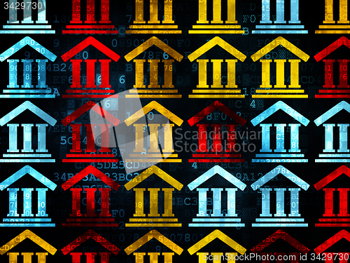 Image of Law concept: Courthouse icons on Digital background