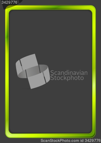 Image of Bright green neon frame on dark background