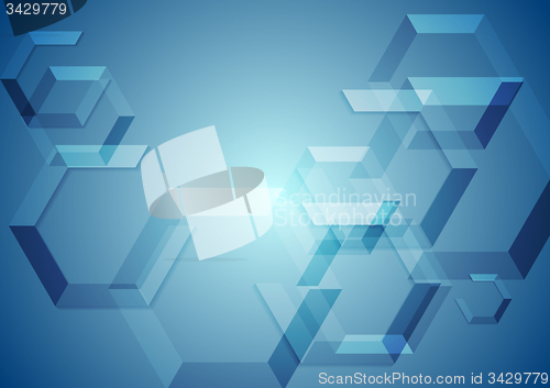 Image of Hi-tech blue geometric background
