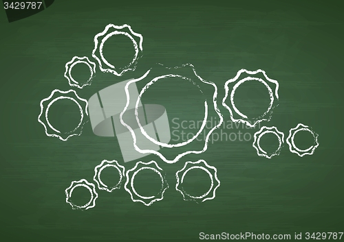 Image of Tech gears on green chalkboard