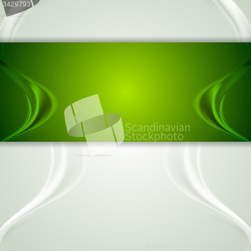 Image of Abstract blurred waves green flyer design