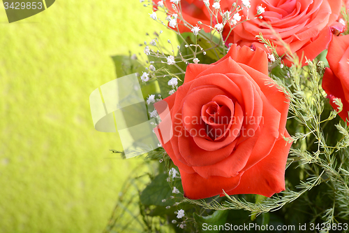 Image of Red roses bouquet, flowers bouquet