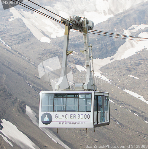 Image of LES DIABLERETS, SWIZTERLAND - JULY 22: Ski lift to area Glacier 