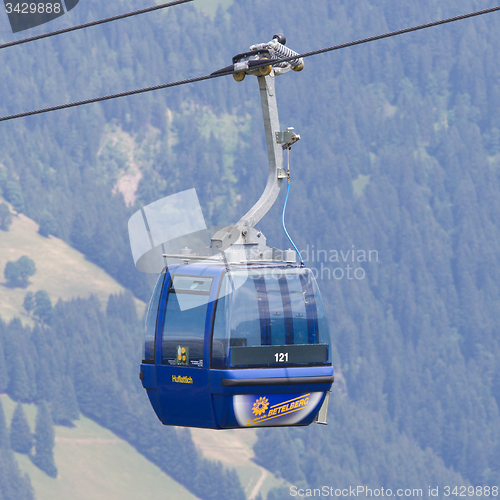 Image of Lenk im Simmental, Switzerland - July 12, 2015: Ski lift in moun