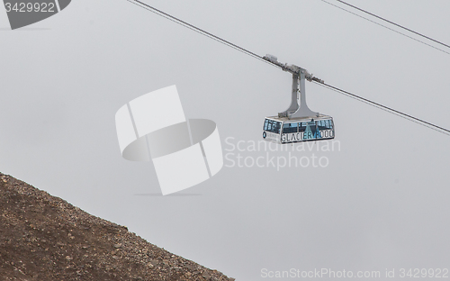 Image of LES DIABLERETS, SWIZTERLAND - JULY 22: Ski lift to area Glacier 