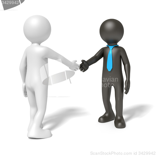 Image of black and white man shaking hands