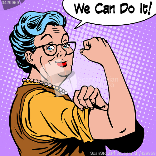 Image of Granny old woman gesture we can do it