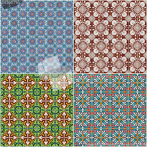 Image of Set of four ceramic tiles patterns