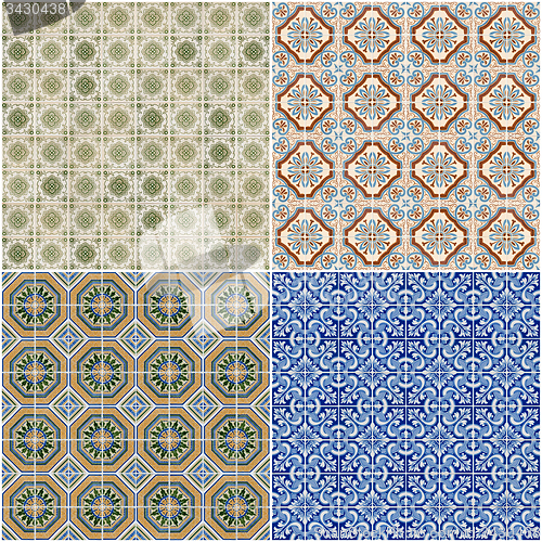 Image of Set of four ceramic tiles patterns