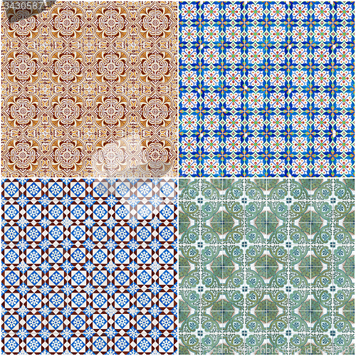 Image of Set of four ceramic tiles patterns