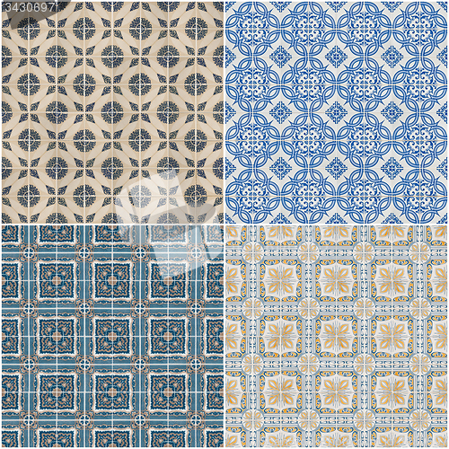 Image of Set of four ceramic tiles patterns