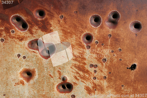 Image of rusting bullet holes background