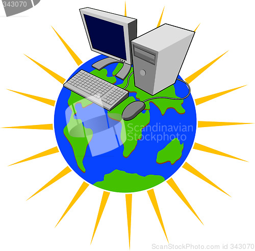 Image of Computer on top of globe
